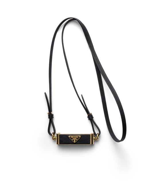 Prada White Metal And Saffiano Leather Smartphone Case