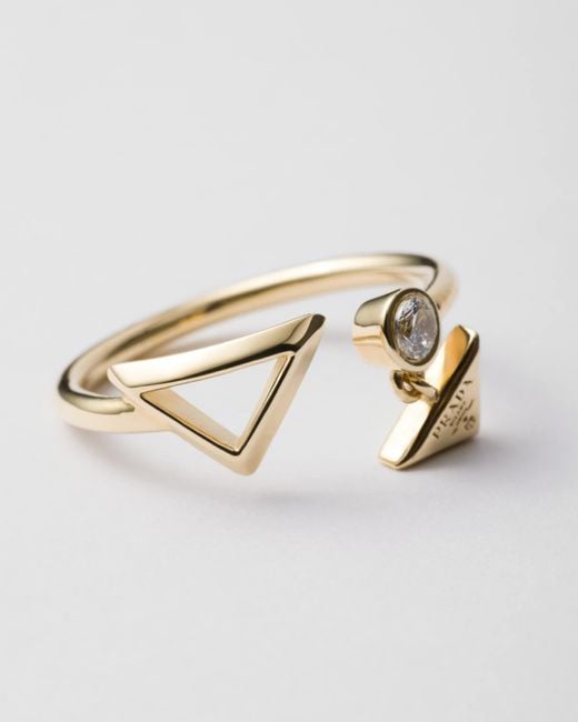 Bague En Métal Prada en coloris White