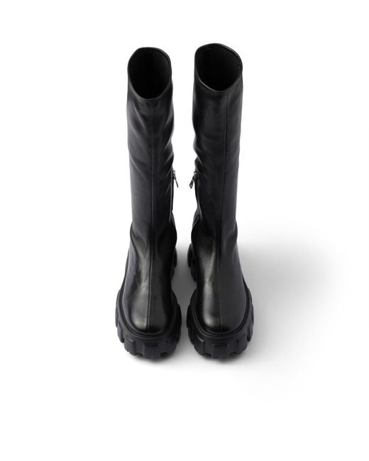 Prada Black Monolith Stetch Nappa Leather Boots