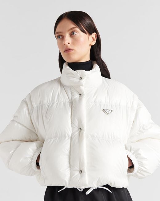Prada White Cropped-Jacke aus Re-Nylon