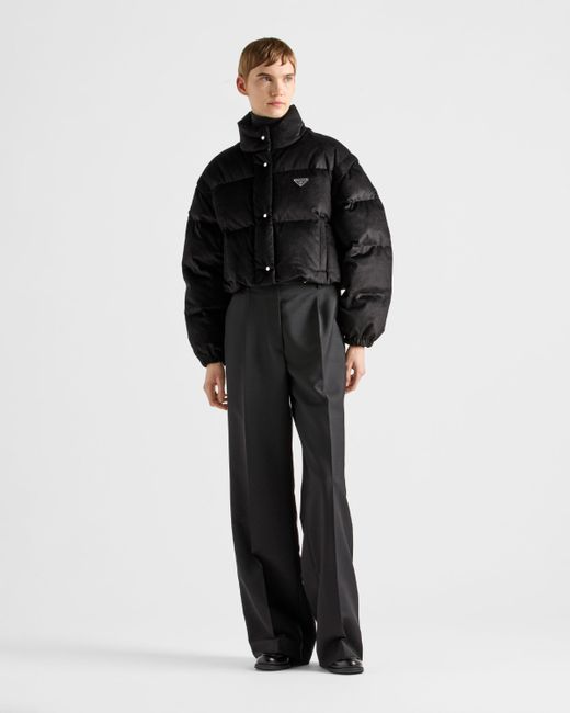 Prada Black Daunenjacke Aus Cord