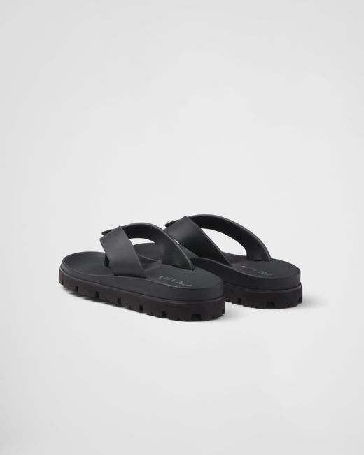Prada Black Rubber Thong Sandals for men