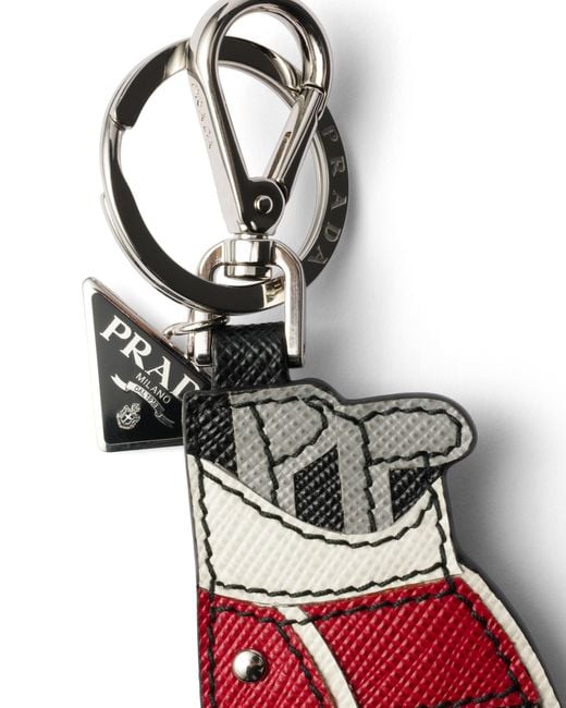 Prada White Saffiano Leather Golf Tee Bag Charm