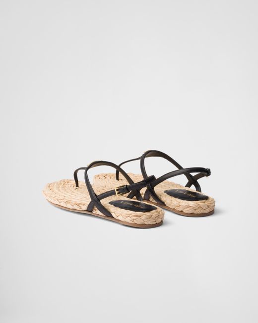 Prada White Nappa Leather Thong Sandals