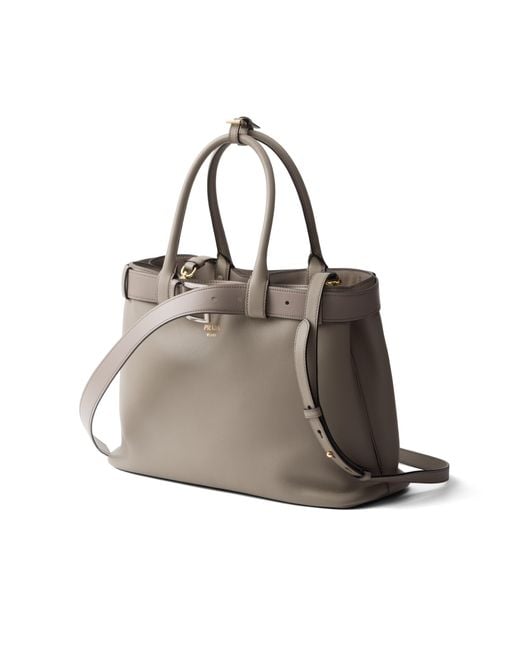 Prada Multicolor Buckle Large Leather Handbag With Belt