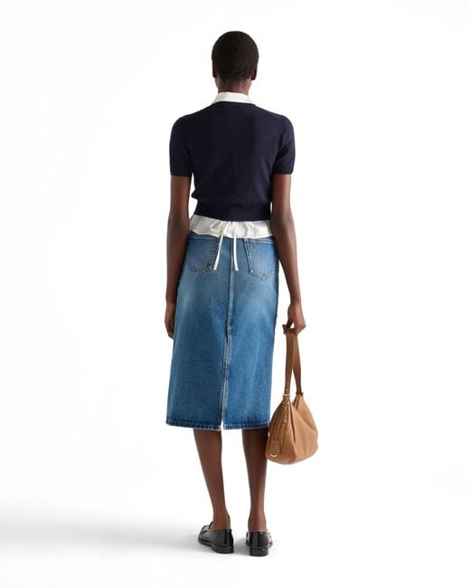 Prada Blue Flared Denim Skirt