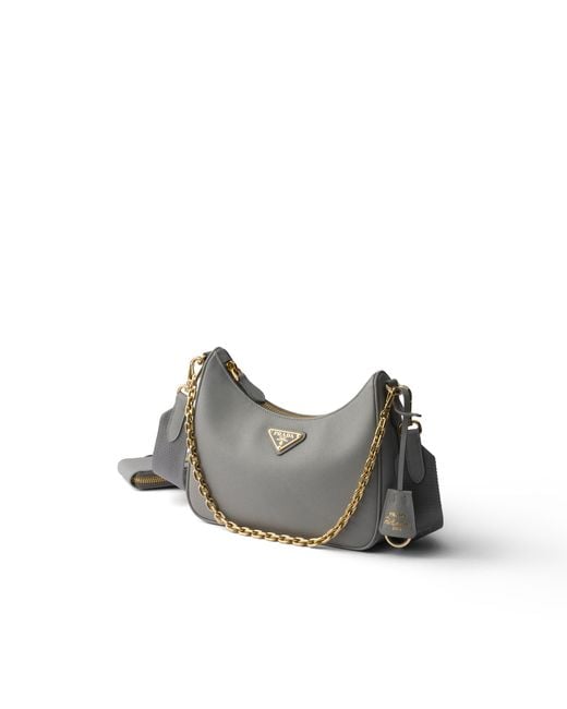 Prada Gray Re-Edition 2005 Saffiano Leather Bag, Cloudy