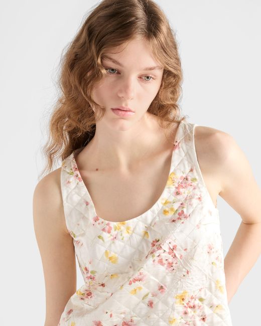 Prada Natural Gestepptes Minikleid Aus Satin