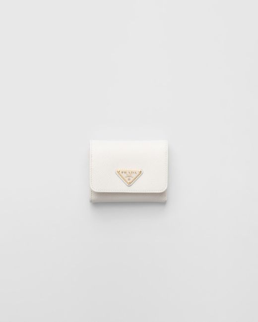Prada White Small Saffiano Leather Wallet