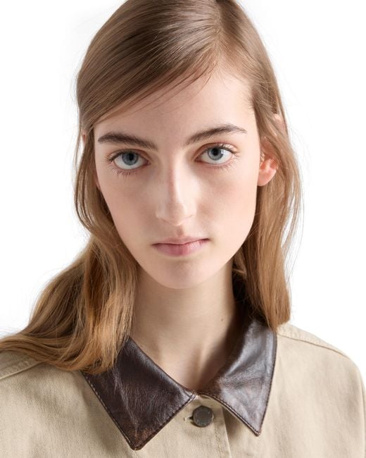 Prada Natural Cropped Old Denim Jacket