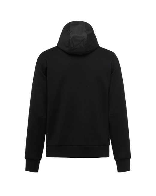 Prada Black Technical Fleece Cardigan With Re-Nylon Details for men