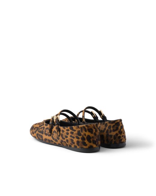 Prada White Printed Leather Ballerinas