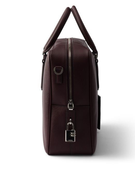 Prada Purple Saffiano Leather Work Bag for men