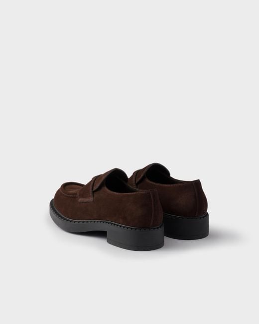 Prada Brown Chocolate Suede Loafers for men