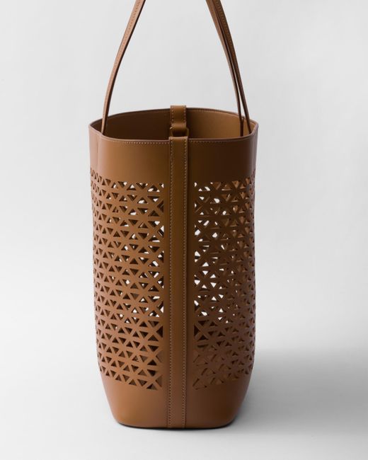 Prada Brown Large Perforated Leather Tote Bag