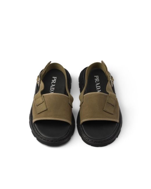 Prada Green Canvas Sandals