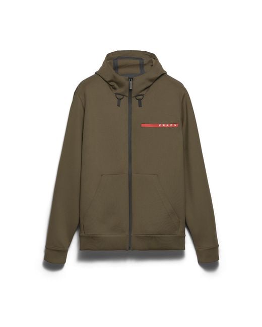 Prada Green Technical Fabric Hoodie for men