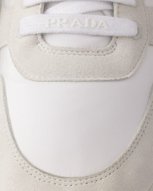 Sneakers Prax 2.0 En Re-Nylon Et Veau Velours Prada pour homme en coloris White