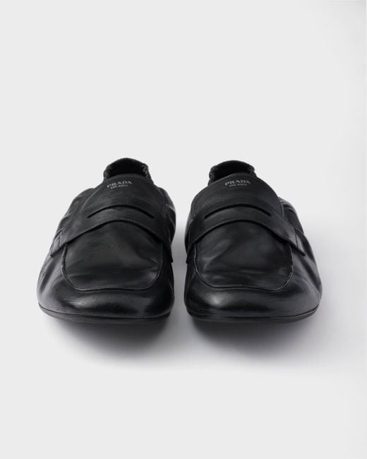 Mocassins En Cuir Effet Vieilli Shuffle Prada pour homme en coloris White