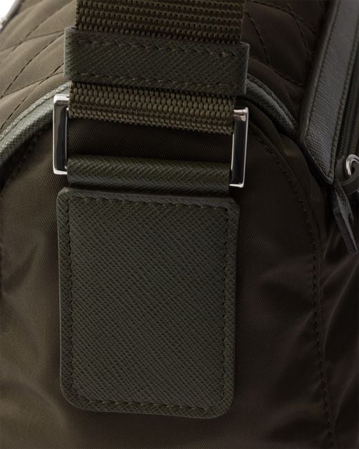 Prada Black Large Quilted Re-Nylon Shoulder Bag With Saffiano Trim