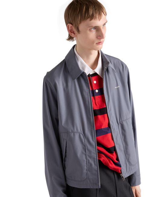 Prada Blue Technical Cotton Zipper Blouson Jacket for men