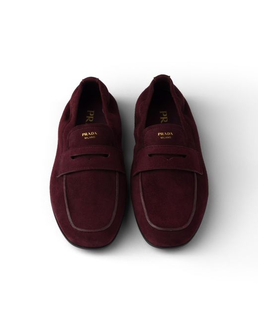 Prada Brown Shuffle Antiqued Suede Loafers