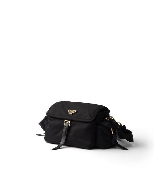 Prada Black Explore Medium Re-Nylon Shoulder Bag With Flap
