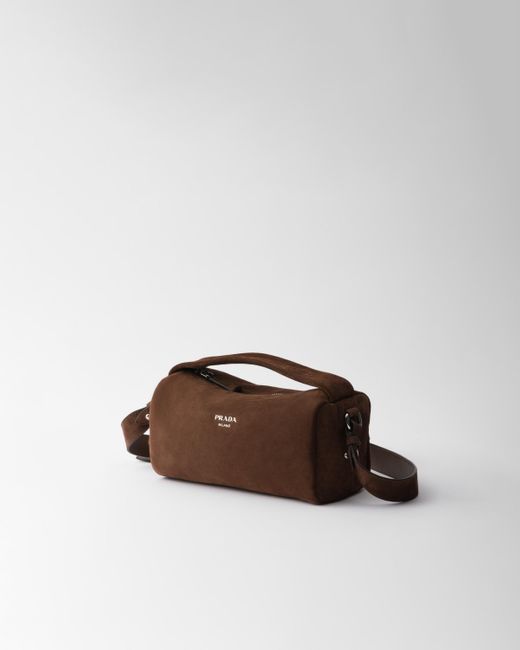 Prada Brown Suede Leather Shoulder Bag for men