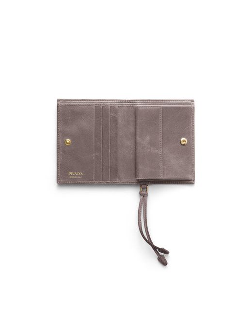 Prada Gray Small Leather Wallet