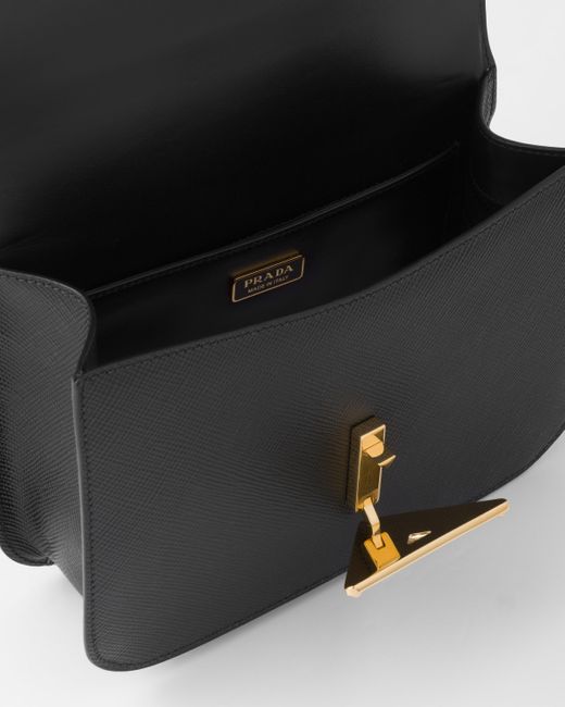 Prada Black Emblème Saffiano Shoulder Bag