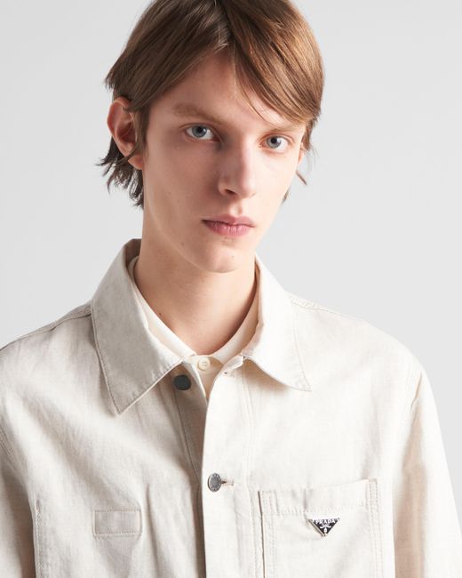 Prada White Chambray Blouson Jacket for men