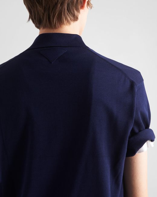 Polo En Coton Prada pour homme en coloris Blue