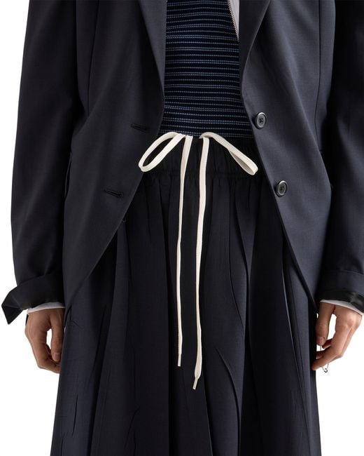 Prada Blue Light Wool Midi-Skirt