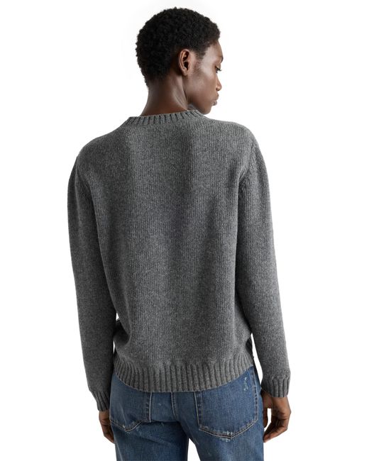 Prada Gray Cashmere And Wool Logo Crew-Neck Sweater