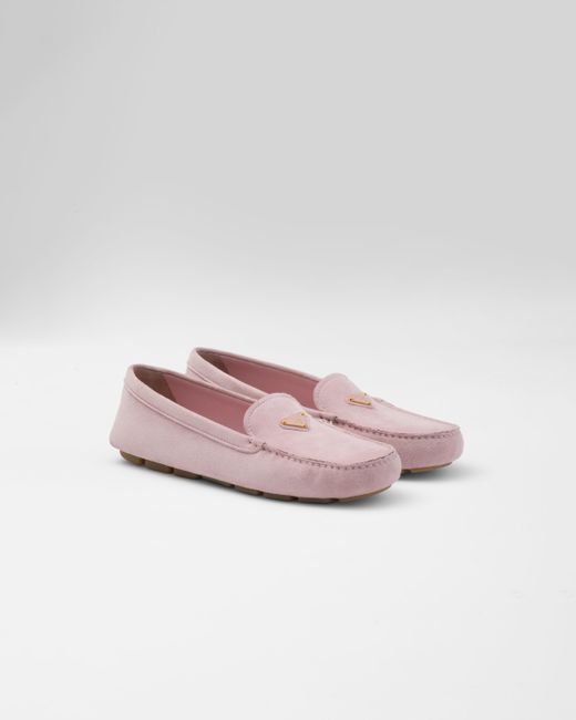 Prada Pink Suede Driving Loafers