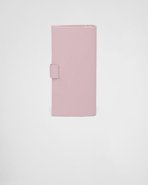 Prada Large Saffiano Zip-Around Wallet Pink