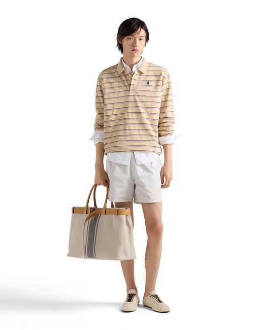 Prada Natural Buckle Canvas And Leather Bag, /Baltic for men