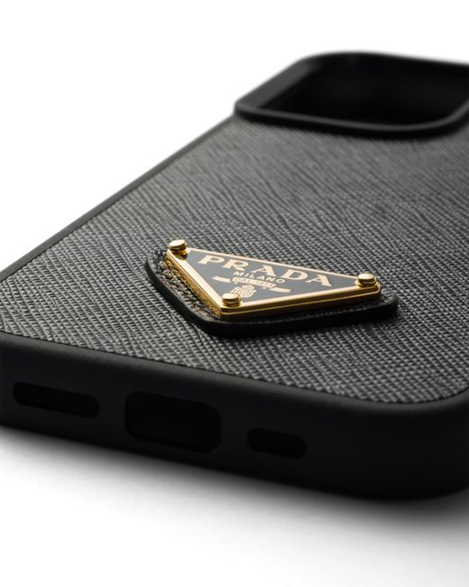 Prada Black Saffiano Leather Case For Iphone 16