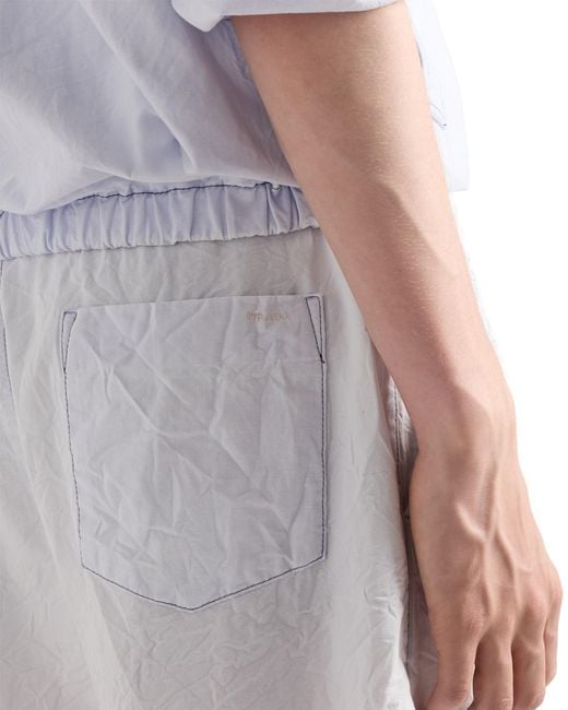 Prada White Chambray Bermudas for men