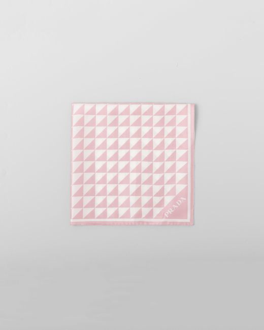 Prada Pink Printed Silk Twill Scarf