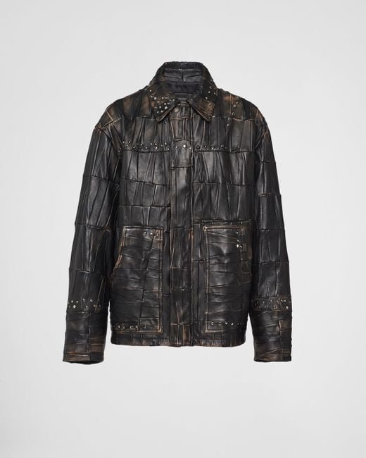 Prada Black Studded Leather Jacket for men