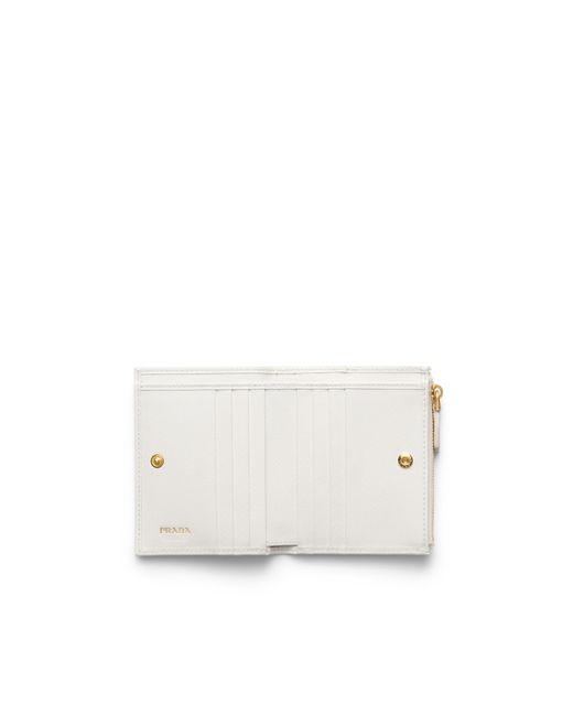 Prada White Small Saffiano Leather Wallet