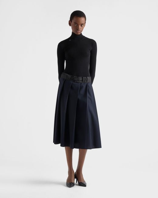 Pull À Col Roulé En Laine Prada en coloris Black