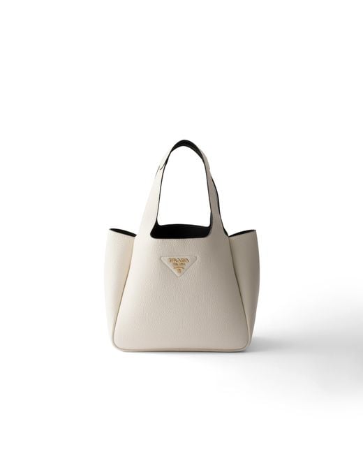 Prada White Liaison Small Leather Tote Bag