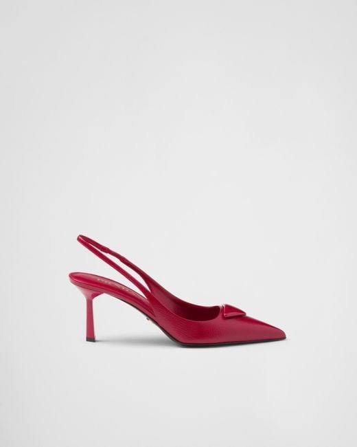 Prada Saffiano Patent Leather Slingback Pumps in Red | Lyst Prada Saffiano Patent Leather Slingback Pumps in Red | Lyst