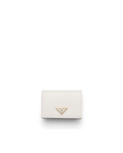 Prada White Small Saffiano Leather Wallet