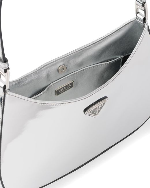 Prada White Cleo Brushed Leather Shoulder Bag