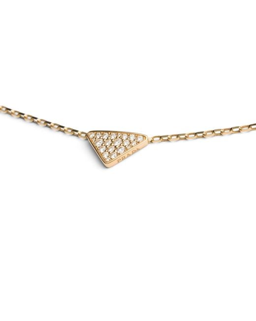 Prada White Eternal Micro Triangle Pendant Necklace