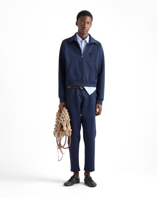 Prada Blue Zippered Technical Fabric Jacket for men