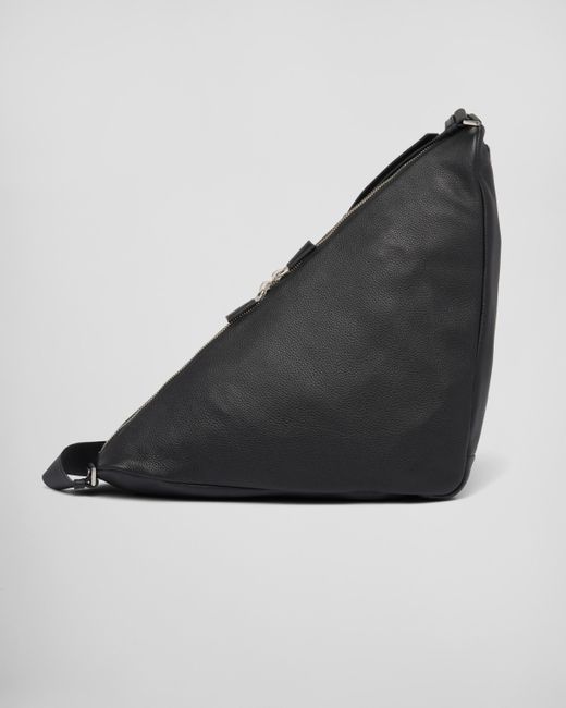 Prada Black Large Leather Triangle Bag for men
